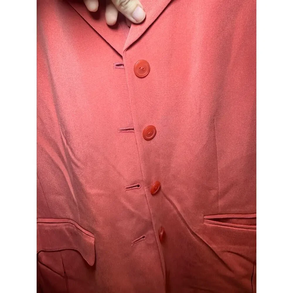 Vintage Style & Co 100% Silk Blazer Pink Coral‎ Coquette Cottagecore Petite 6